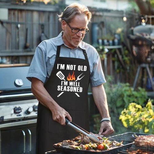ZYNINORA Funny BBQ Grilling Aprons for Men with Pockets, BBQ Grill Mens Cooking Apron Funny for Men Husband Gifts, Dad Birthday Gift