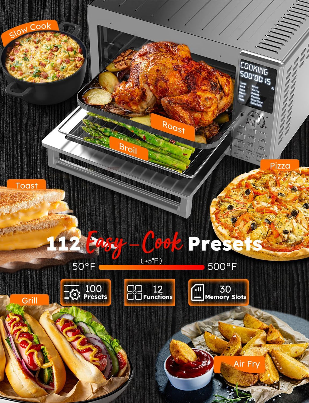 Nuwave Bravo XL Pro Air Fryer Toaster Oven - Ultra-Fast Convection, 30QT, Stainless Steel, 142 Presets
