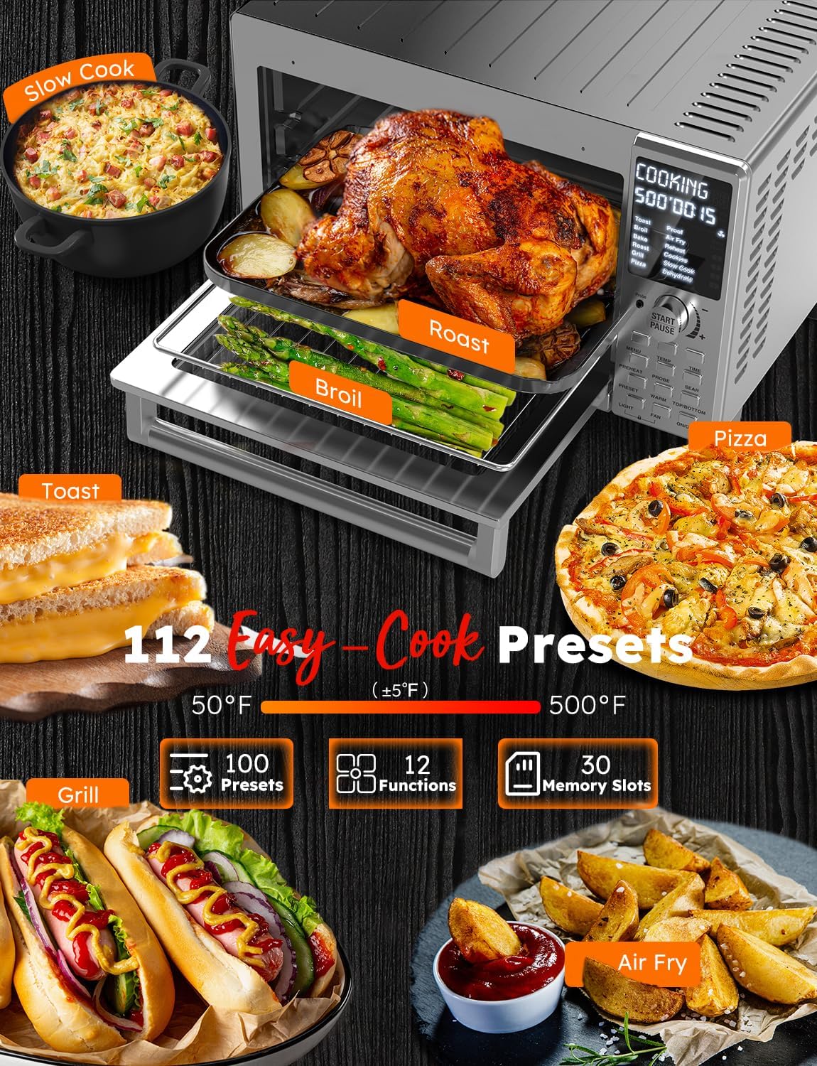 Nuwave Bravo XL Pro Air Fryer Toaster Oven - Ultra-Fast Convection, 30QT, Stainless Steel, 142 Presets
