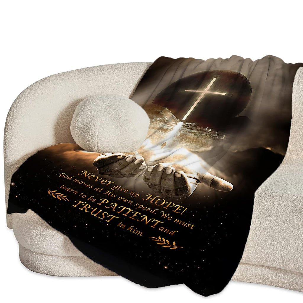 Christian Blanket Cross Hand of God Throw Blanket for Men Kids Teenagers Soft Cozy Warm Fuzzy Fleece Religious Christ Decor Blanket Gifts for Boys Women Girls Couch Sofa Bed 50"X40"