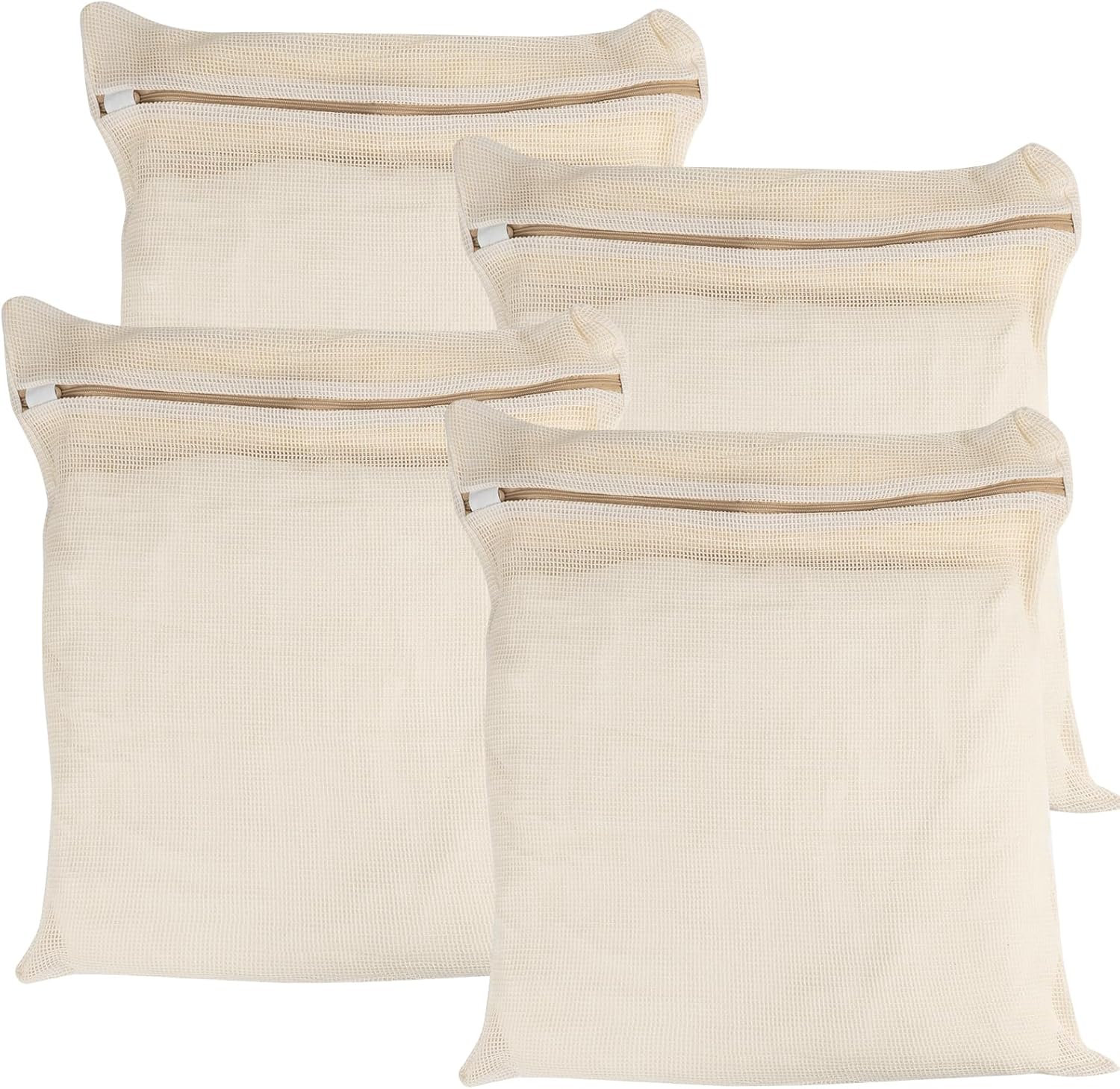Skiennix 4-Piece Organic Cotton Mesh Laundry Bags - Durable, Breathable Design for Delicate Items
