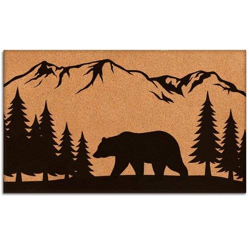 Tinideya Rustic Bear Coir Door Mat 2x3 ft Winter Welcome Doormats for Front Back Door Outside Entrance Porch Garage Cabin Lodge Farmhouse Entryway Black Bear Coir Mat with Heavy Duty Rubber Backing