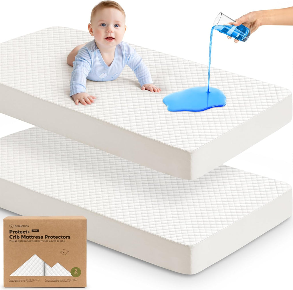 Skiennix Waterproof Crib Mattress Protector Cover - Soft Quilted Cotton Pad, 52" x 28", Machine Washable, Easy Fit