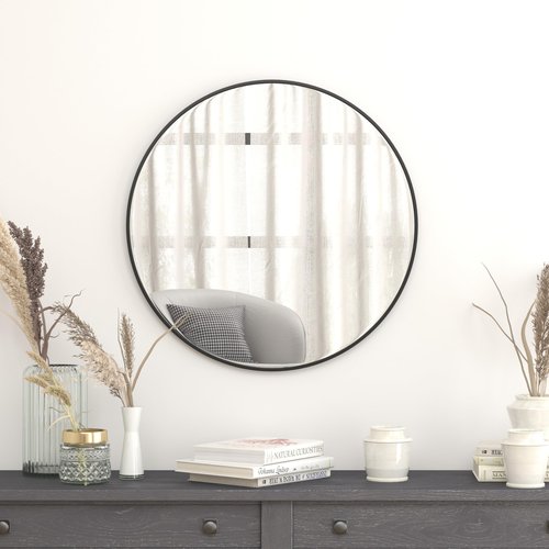 Flash Furniture Large Round Wall Mirror - Black Circle Accent Mirror - 30" Vanity Mirror - for Bathroom, Vanity, Entryway, Dining Room, & Living Room