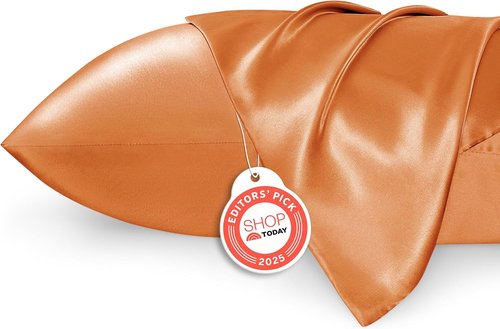 Bedsure King Size Satin Pillowcase Set - Orange Silky Pillow Cases for Hair & Skin, 20x36 Inches, 2-Pack