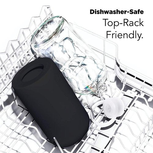bkr - Big Smooth - Reusable Glass Water Bottle - Leakproof, Durable, Workout & Travel Friendly, Carrying Loop - Dishwasher Safe - Removable Silicone Sleeve - BPA Free - 1L (32 oz) - Jet