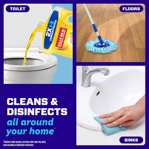 Mr. Clean Antibacterial All-Purpose Cleaner - Multi-Surface Floor & Bathroom Cleaner, Lemon, 99oz