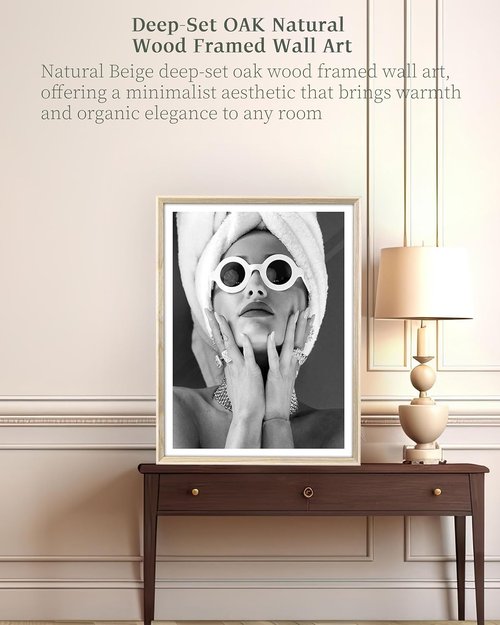 iHery Wall Art - Natural Beige Dimensional Oak Framed Audrey Hepburn Canvas - 12x16in Feminist Decor