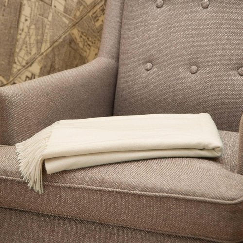 CUDDLE DREAMS Premium Cashmere Throw Blanket - Luxuriously Soft Fringe Design (Ivory)