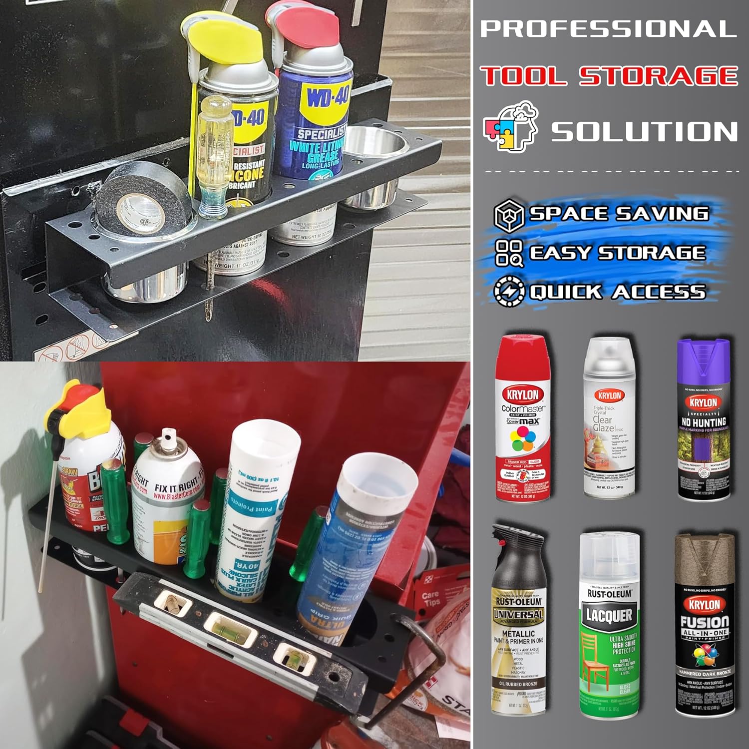 ULIBERMAGNET Magnetic Spray Can Holder - Heavy Duty Tool Organizer Rack for Garage | Wall Mount Metal Design