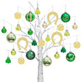 Valery Madelyn 50ct St Patricks Day Tree Decorations Shamrock Ornament Set, Irish Hanging Ball Ornament for Small Tree, Good Luck Clover Green Ornaments for St Patty's Day