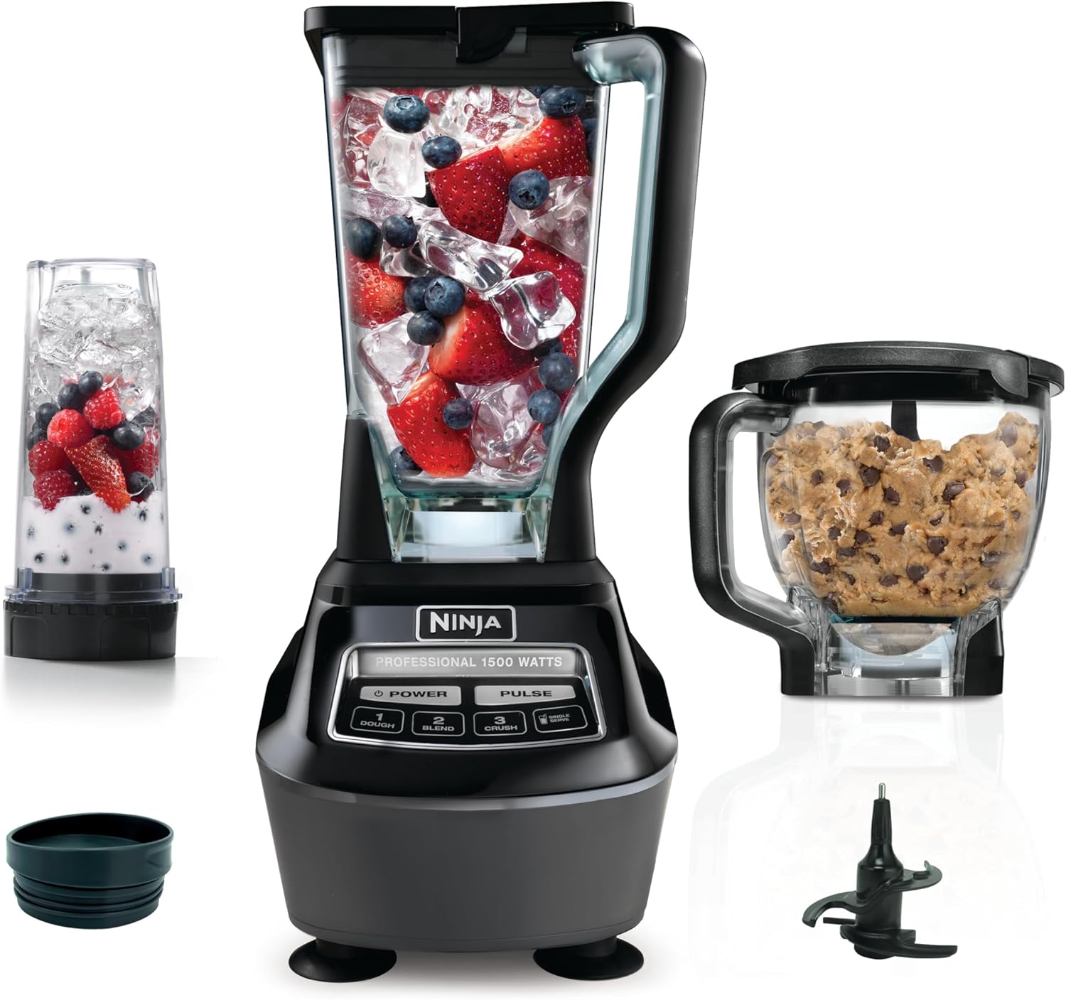 Ninja Kitchen System - All-in-One Food Processor & Blender for Smoothies | Includes Pitcher, Travel Cup & 8-Cup Bowl | Perfect for Salsa, Dough & Frozen Drinks | 120 Volts | Black | BL770AMZ