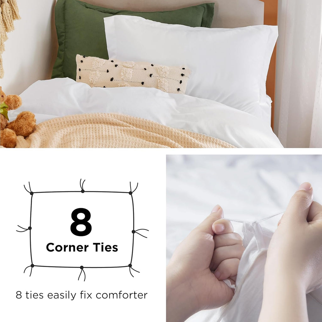 Bedsure Duvet Cover Set - Extra Soft Prewashed Cotton-Like Polyester | Twin/Twin XL, White, Zipper Closure