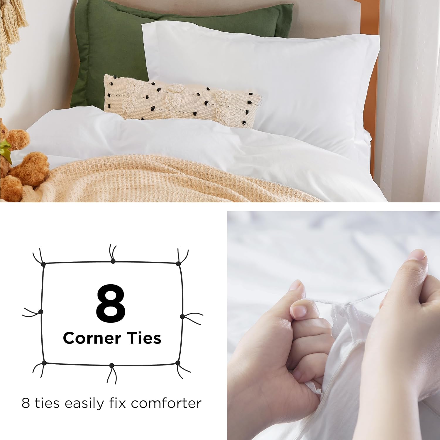 Bedsure Duvet Cover Set - Extra Soft Prewashed Cotton-Like Polyester | Twin/Twin XL, White, Zipper Closure