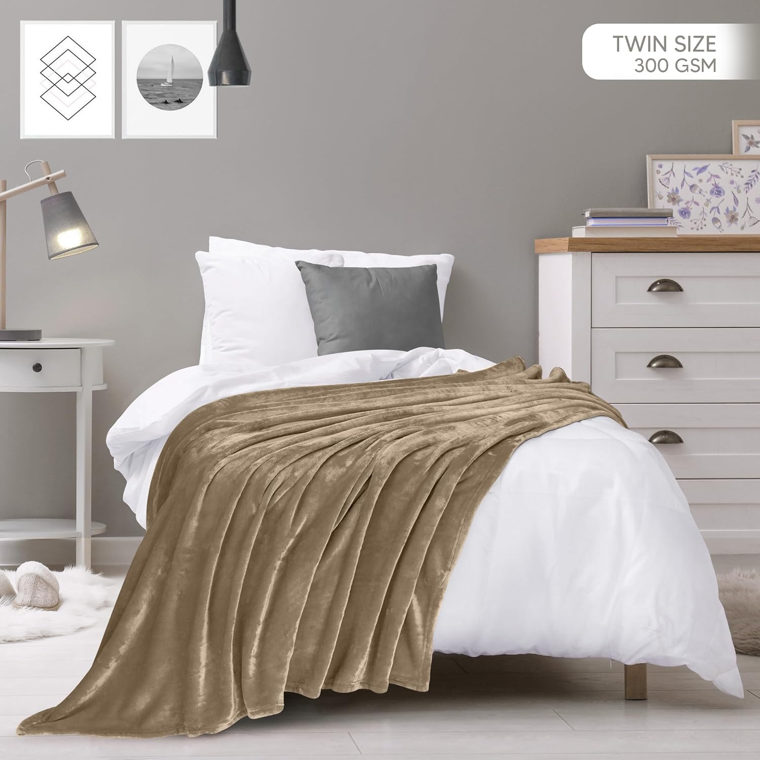 Utopia Bedding Fleece Blanket - Luxury Soft Microfiber Twin Size in Camel (60x80 Inch)