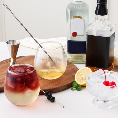 OUWO Stemless Wine Glasses Set of 4, 15oz Red & White Wine Glasses for Daily Use, Wedding, Birthdays, Housewarming Gift, Hosting, Home Bar, Evening Party(Clear)