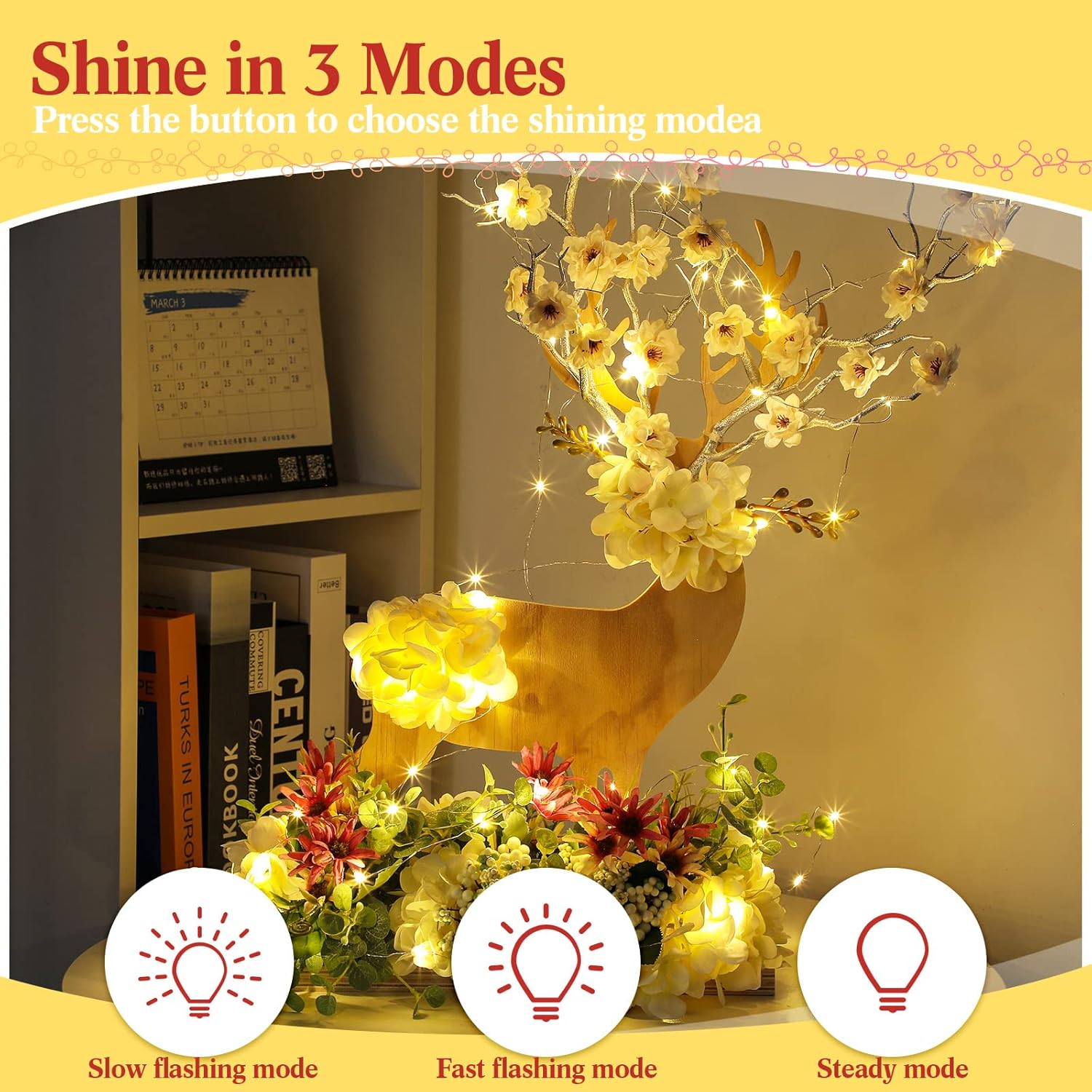 Tuanse LED Fairy Lights - 150 Pack Battery Operated String Lights | 3 Speed Modes, 7 ft, Warm White