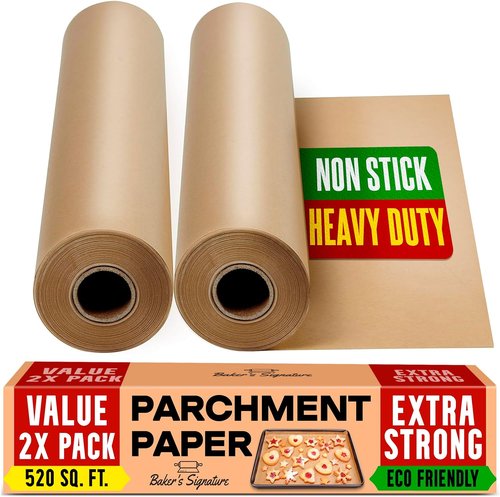 Baker’s Signature Unbleached Parchment Paper Roll - 15 in x 210 ft Non-Stick Baking Paper | 2-Pack, 520 Sq.Ft Total