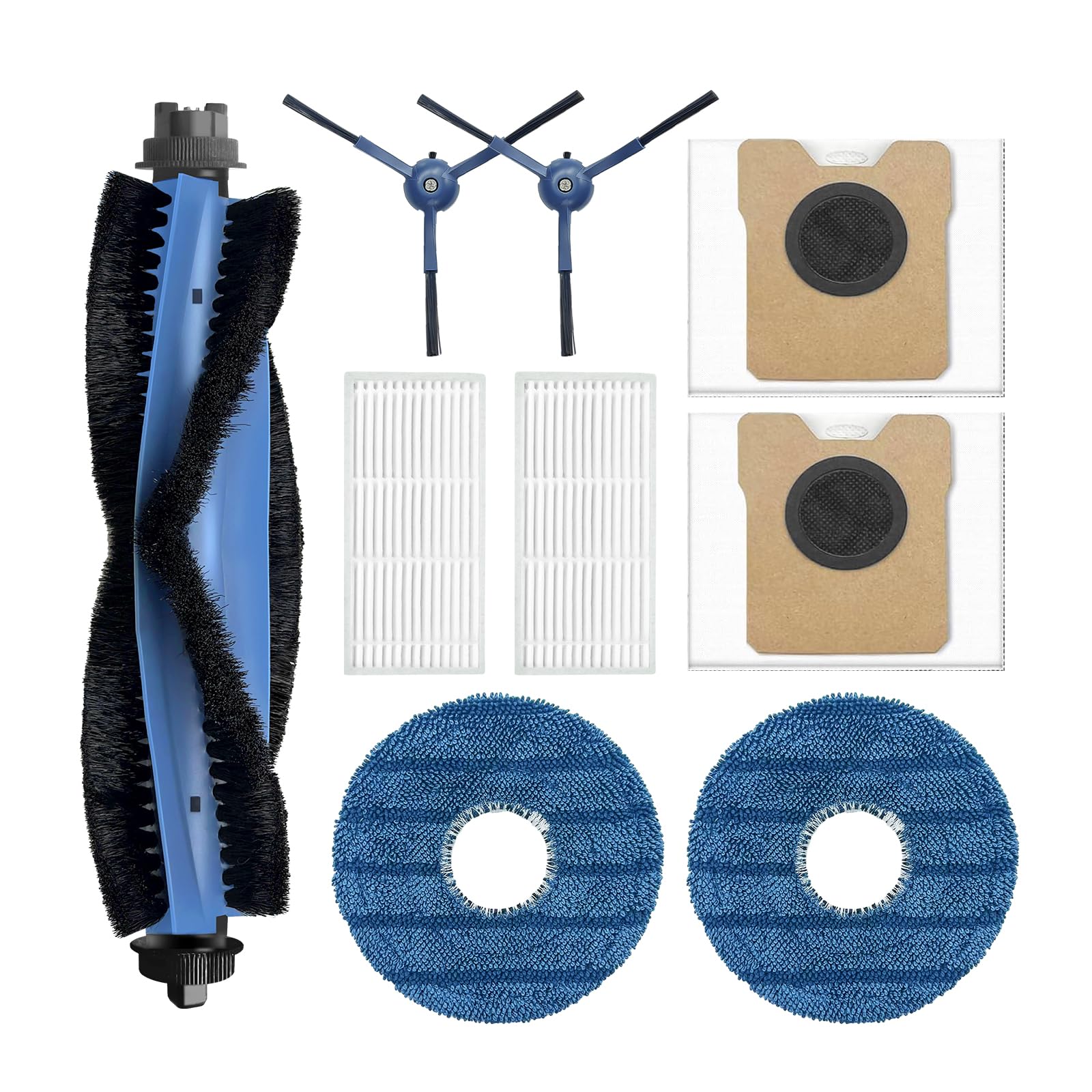 Omni C20 Replacement Parts for Eufy Omni C20 Robot Vacuum, Includes 1 Main Brush, 2 Side Brushes, 2 Filters, 2 Mop Pads, 2 Dust Bags (9 Pack)