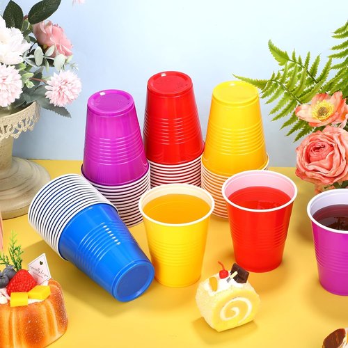 Kochorie 60 Pcs Plastic Cups - Colorful Heavy-Duty Disposable Party Cups for Celebrations