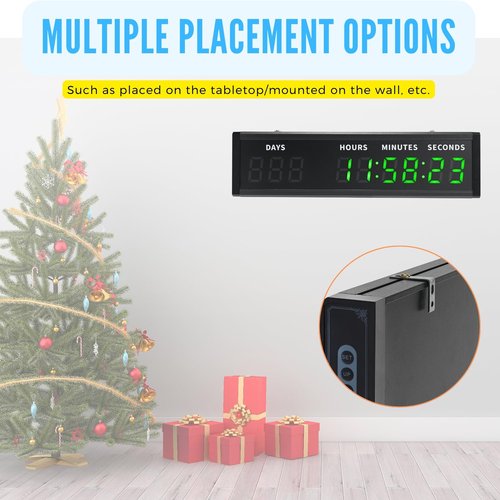 WQV Large Display Digital Countdown Clock, LED Large Display Count Up/Count Down Timer, 999 Days Countdown Calendar for Christmas Retirement Birthday Event Timer with Remote Control (Green)