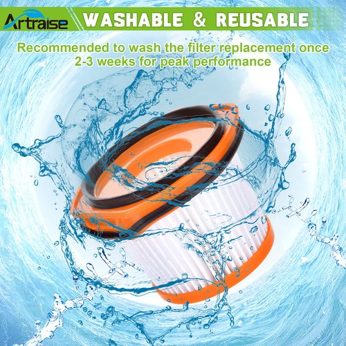 Artraise Vacuum Filter Replacement for Shark Wandvac System WS620 WS630 WS632 WS632BLBRN WS632GDBRN WS632GNBRN WS632PKBRN WS632RGBRN, Compared to Part # XFFWV360 (4 Pack)