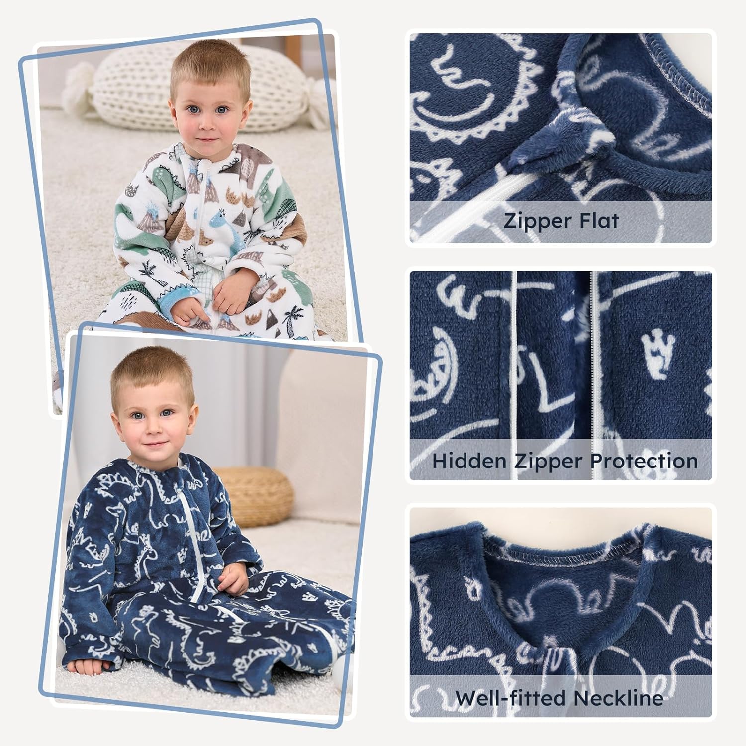 Yoofoss Baby Sleep Sack - Long Sleeve 1.5 Tog Fleece Wearable Blanket for 12-18 Months | Soft & Warm