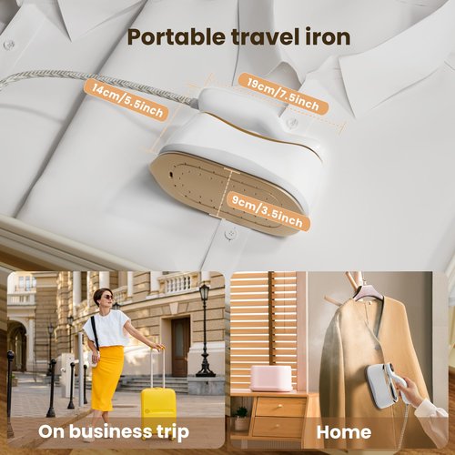 MiTdir Portable Clothes Steamer 175x80mm Ceramic Glaze Panel Iron LCD 220ml Water Tank 1200W&15s Fast Heat Up 4-speed Steamer for Clothes of all Fabrics Dry&Wet Iron for Home Travel Business Trip