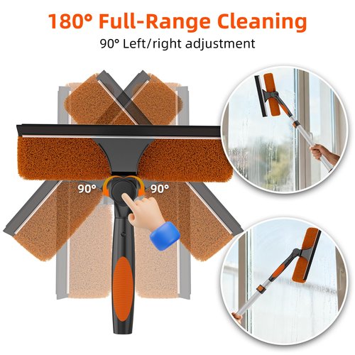 26FT High Window Cleaning Kit with Pole, 2-in-1 Window Squeegee with 5-20 FT Telescoping Extension Pole - Professional Window Washing Kit with Long Handle, Multi-Use Cleaning Tool for High Windows