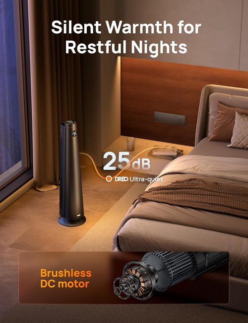DREO Space Heater - 30" Electric Heater with Remote, 120° Oscillation & 8 Safety Features | Quiet Black Design