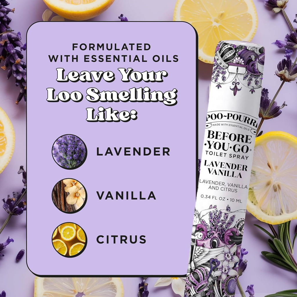 Poo-Pourri Before-You-Go Toilet Spray - Lavender Vanilla Travel Size 10 mL | Odor Eliminator