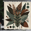 Ambesonne Monstera Shower Curtain, Boho Abstract Tropical Leaves in Coffee and Neutral Tones Modern, Cloth Fabric Bathroom Decor Set with Hooks, 69" W x 70" L, Evergreen Sage Green Fawn
