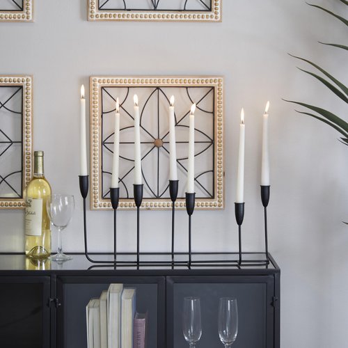 CosmoLiving by Cosmopolitan Metal Tapered 7 Plate Candle Holder, 21" x 8" x 10", Black