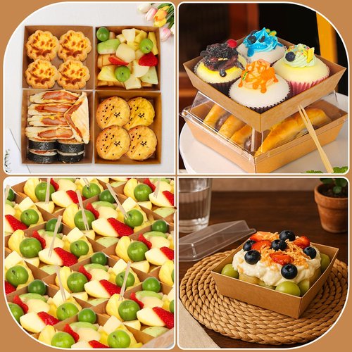 ZYFOTZUN 54 Pack Small Charcuterie Boxes with Clear Lids, Paper Mini Charcuterie Box To Go, Disposable Food Container with Lid, Dessert Boxes for Sandwich, Cookie, Sushi, Cake Slice, and Strawberries