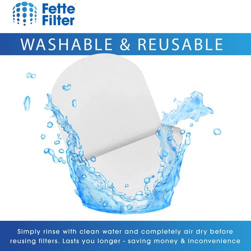 Fette Filter - 6 Pack Replacement Washable Foam Filters compatible with Shark WD100, WD101, WD101C, WD200, WD200C, WD201, WD201C HydroVac Pro XL 3-in-1 Vacuum - Pack of 6