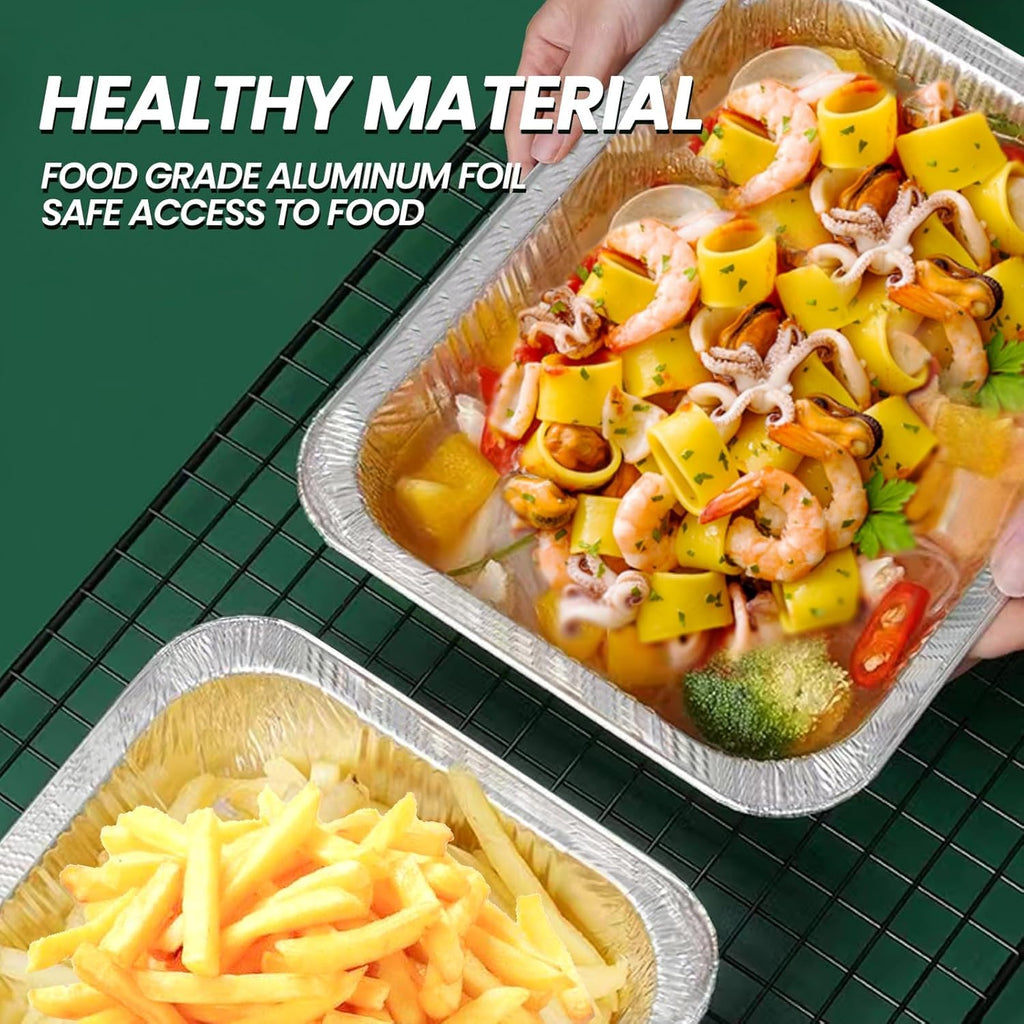 YLT WAX 9x13 Aluminum Pans - 20 Pack Heavy Duty Disposable Foil Containers with Clear Lids for Baking & Cooking
