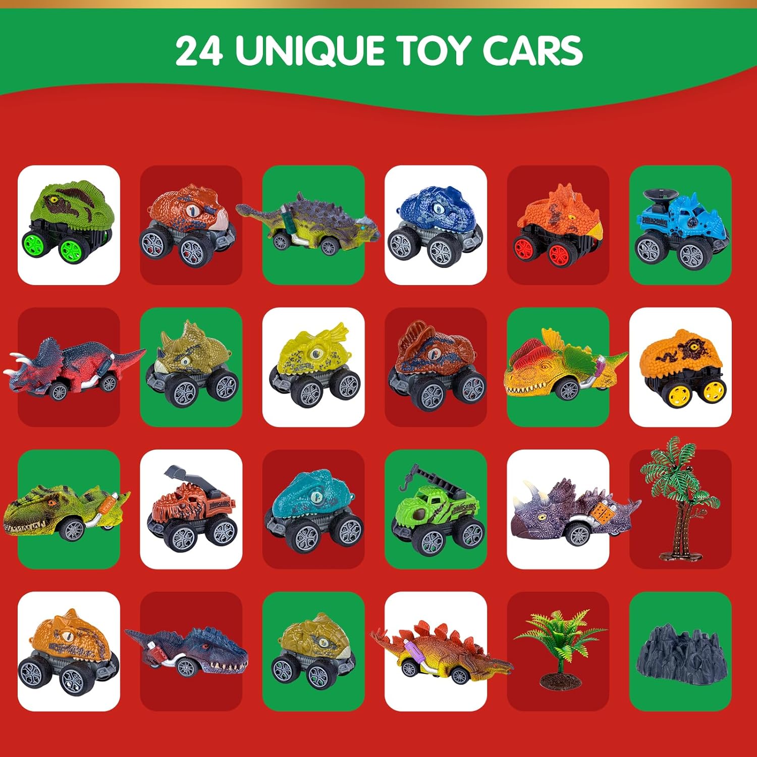 Skiennix Dinosaur Cars Advent Calendar - 24 Days of Monster Truck Fun for Kids | Perfect Christmas Gift
