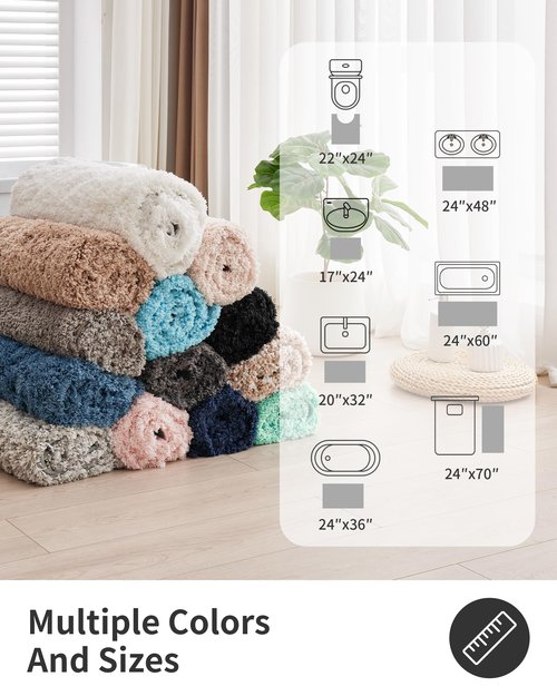 ILANGO Pink Bathroom Rugs 32" × 20" Non Slip & Super Absorbent Extra Thick Soft, Washable Bath Mat for Floor, Microfiber Plush Shaggy Bath Rug with Rubber for Bathtub Shower Room Sink