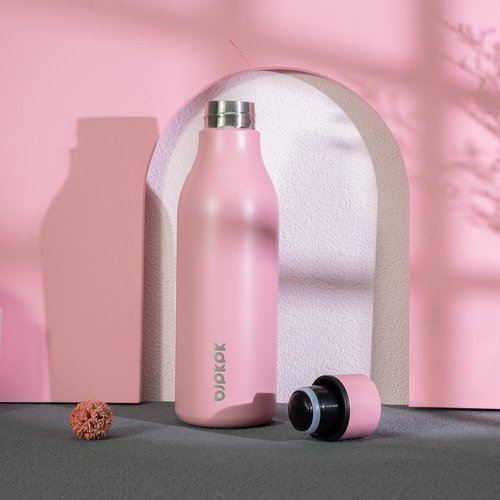 BJPKPK Insulated Water Bottle - 18 oz Stainless Steel, BPA-Free, Leak-Proof Flask for Sports & Travel - Light Pink