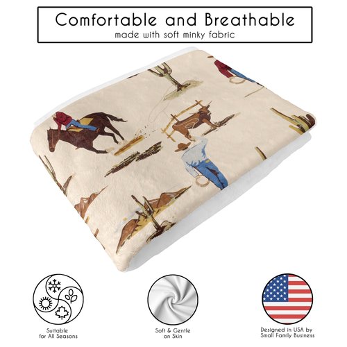 Sweet Jojo Designs Soft Toddler Blanket (Western Cowboy) for Boys, Children, Kids Throw Blankets 40x50in - Baby Swaddle Receiving Blankets Minky Fleece (Tan, Wild West, Southern Charm, Country, South)