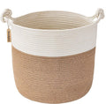 Goodpick Cotton Rope Storage Basket - 15 x 14.2 Inches | Jute Woven Organizer for Blankets & Toys, White