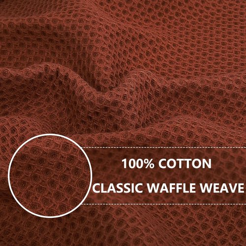 Homaxy 100% Cotton Waffle Weave Kitchen Dish Towels - Ultra Soft & Absorbent, 13 x 28 Inches, 6-Pack | Rust