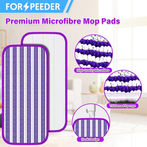 6 Pack Reusable Mop Pads for Swiffer WetJet Spray Mop, Wet Pads Refill Machine Washable Wet Dry Dual Use for Hardwood, Vinyl, Marble, Stone and Glass