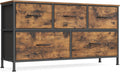 SONGMICS Dresser - 5-Drawer Chest of Drawers for Bedroom Storage | Rustic Brown & Ink Black