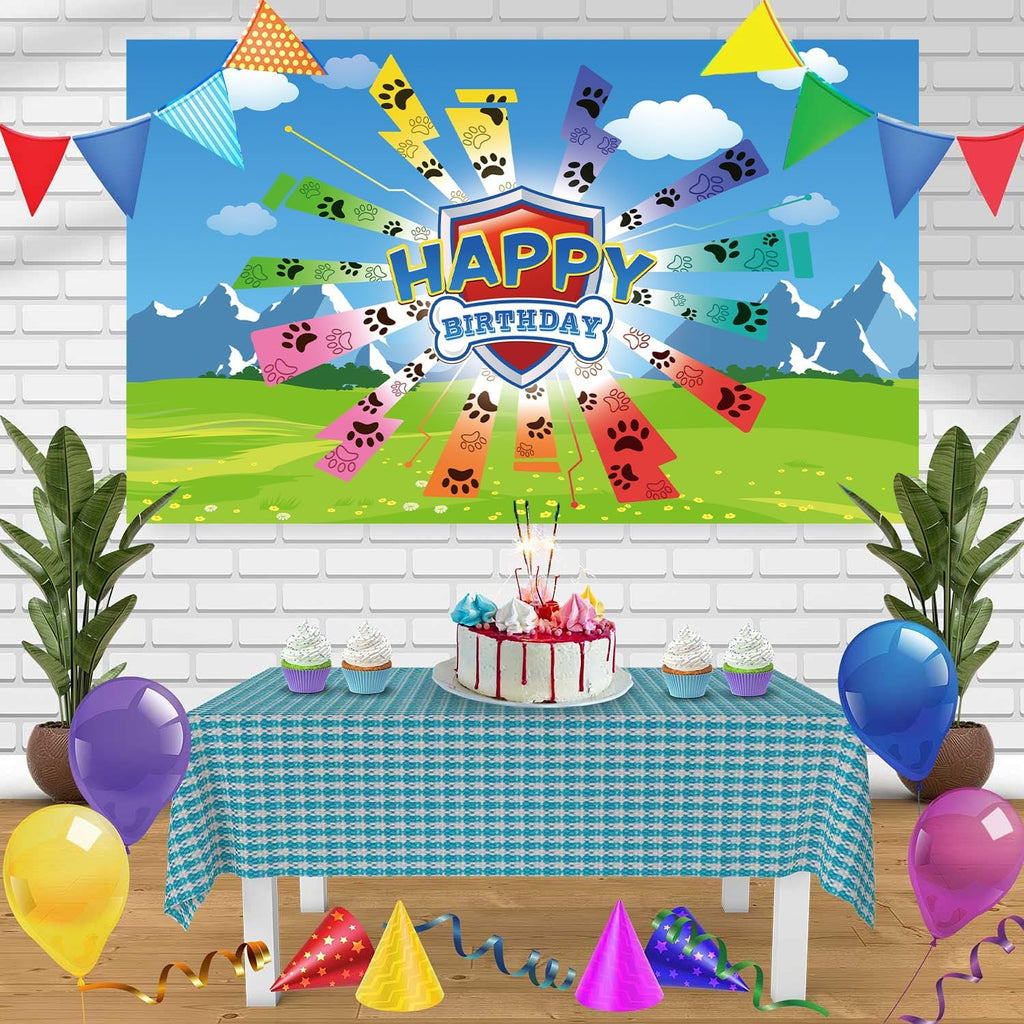Skiennix Dog Paw Birthday Banner - Giant 70.8x43.3 Inch Decoration for Baby & Kids Parties