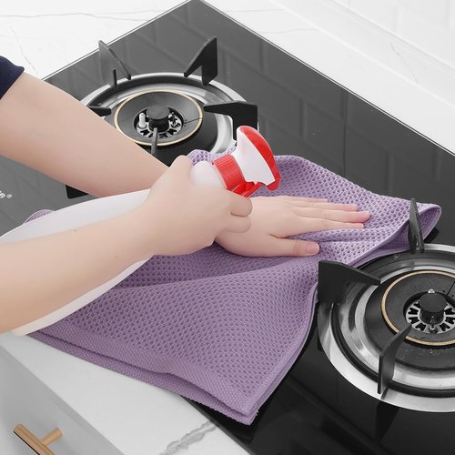 Homaxy 100% Cotton Waffle Weave Dish Towels - Ultra Soft & Absorbent, Quick Drying | 13 x 28 Inches, 8-Pack, Lavender
