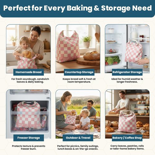 Buzzy Bags 3-Pack Reusable Beeswax Bread Bags (XL, M, S) - Organic Cotton Beeswax Bread Storage Bag for Homemade Bread & Sourdough Freezer-Safe, Breathable & Freshness Support - Eco-Friendly Bread Bag