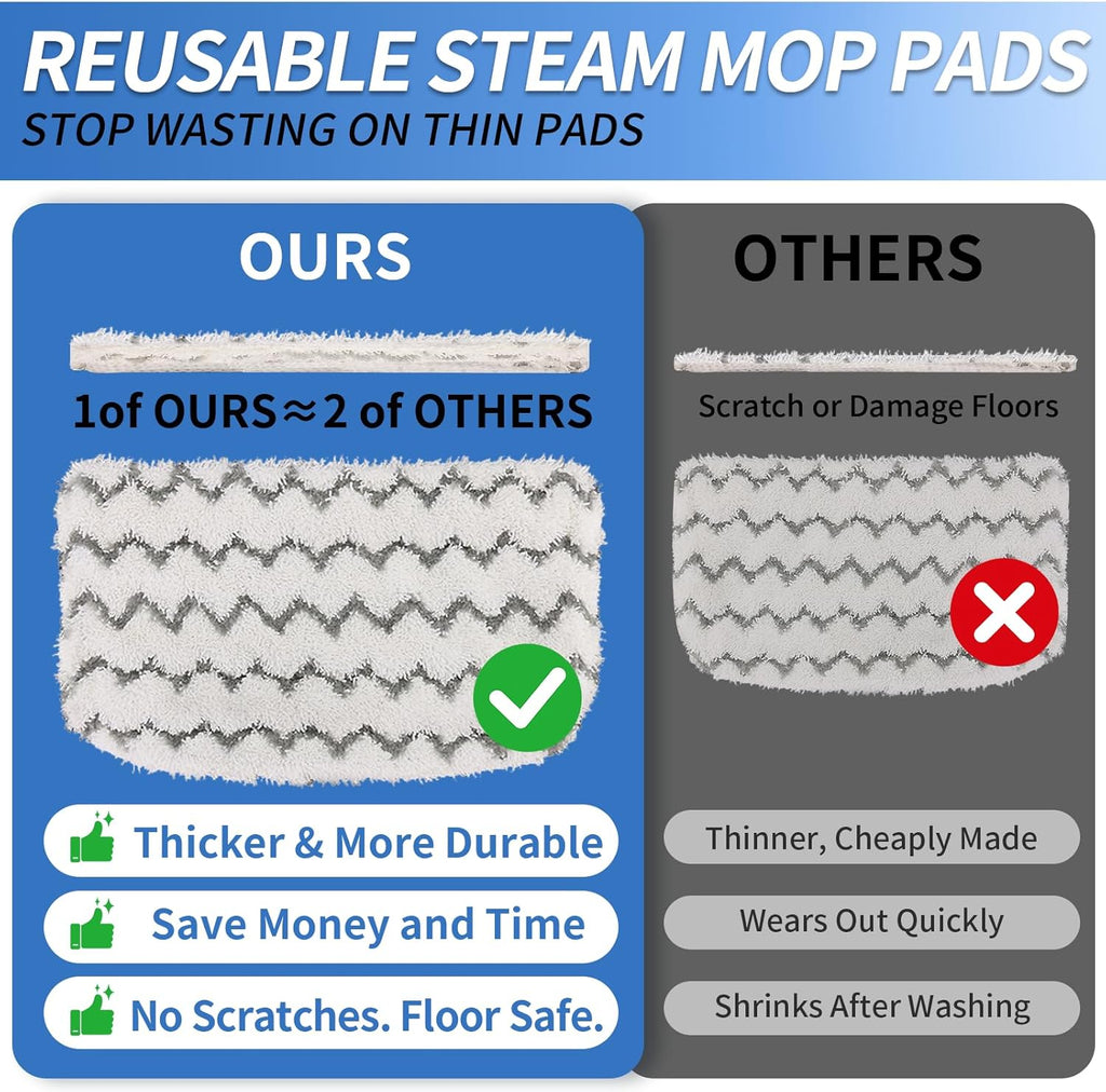 Shark 6 Pack Steam Mop Replacement Pads - Durable Microfiber, Washable for Pet Owners & Families