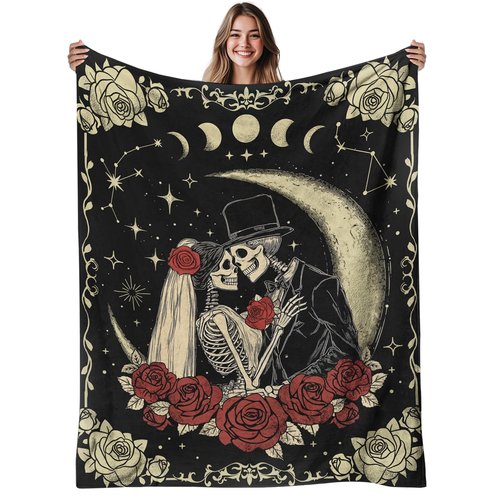 Valentine's Day Gifts for Women Men,Anniversary Blanket Gifts for Boyfriend Girlfriend, Romantic Gift for Wedding, Skull Blanket Gifts, Birthday Gifts for Wife, Husband, Couples Gift for Her Him 50x60