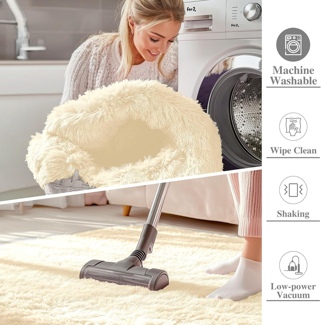OLANLY Area Rugs - Soft Fluffy Shaggy Indoor Carpet for Living Room & Bedroom | 4x5.9 ft Cream